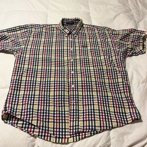 Men’s XL Chaps Ralf Lauren short sleeve checkered shirt. 100% Cotton.